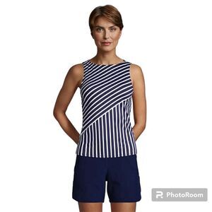 Lands' End Women's DDD-Cup Chlorine Resistant High Neck Tankini-14 💙💙